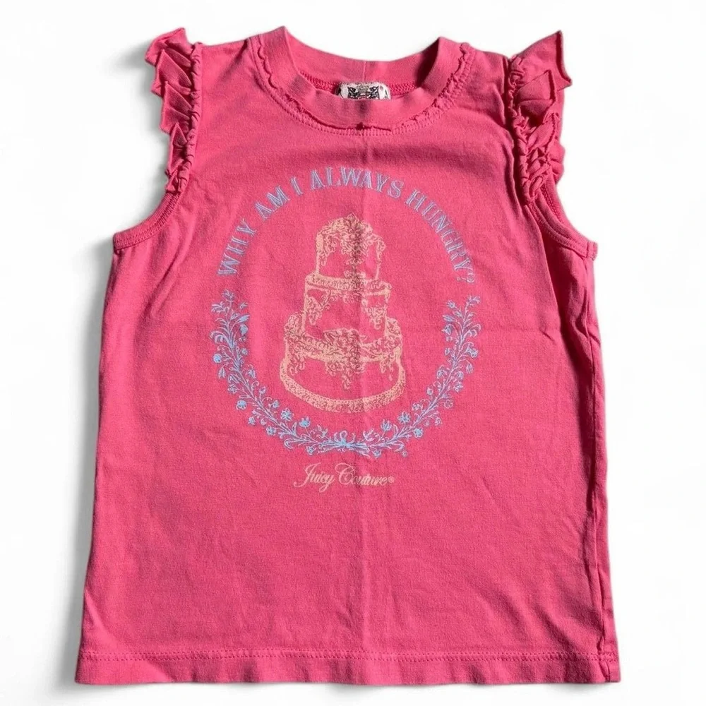 2000’s Vintage Kids Juicy Couture Graphic Tee Shirt Ruffle Sleeve Tank Top